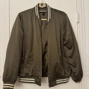 Forever 21 - Olive Green Bomber Jacket, Size Medium